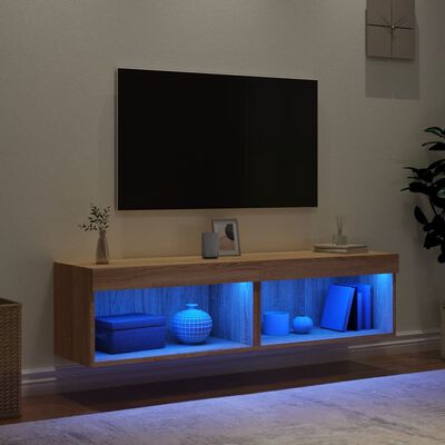 vidaXL TV Cabinets with LED Lights 2 pcs Sonoma Oak 60x30x30 cm
