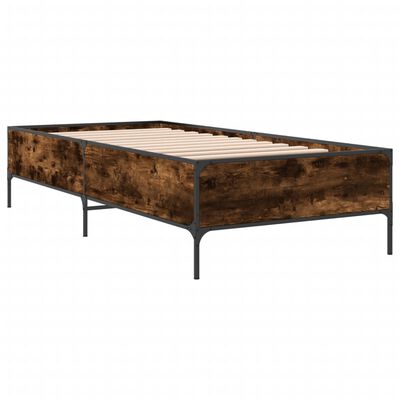 vidaXL Bed Frame without Mattress Smoked Oak 100x200 cm