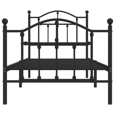 vidaXL Metal Bed Frame without Mattress with Footboard Black 90x200 cm