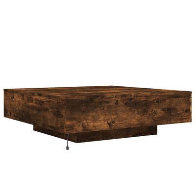 vidaXL Coffee Table with LED Lights Smoked Oak 100x100x31 cm