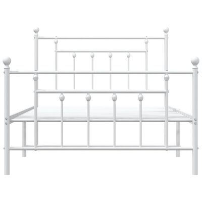 vidaXL Metal Bed Frame without Mattress with Footboard White 100x200 cm