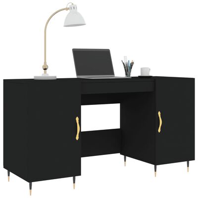 vidaXL Desk Black 140x50x75 cm Engineered Wood