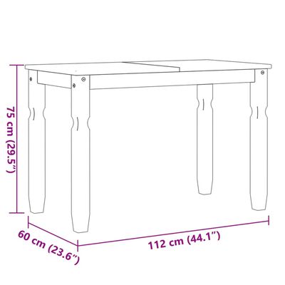 vidaXL Dining Table Corona 112x60x75 cm Solid Wood Pine