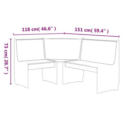 vidaXL Corner Bench REINE 151 cm Honey Brown Solid Wood Pine