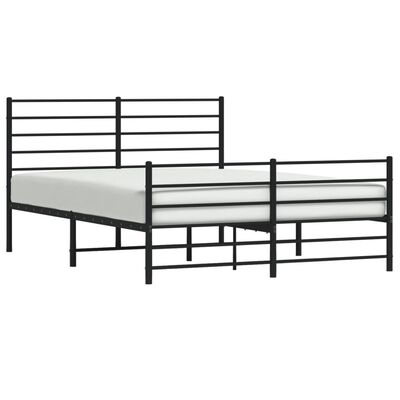 vidaXL Metal Bed Frame without Mattress with Footboard Black 140x190 cm