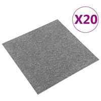 vidaXL Carpet Floor Tiles 20 pcs 5 m² 50x50 cm Grey