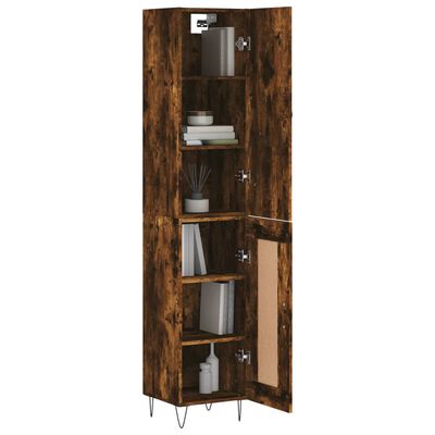 vidaXL Highboard Smoked Oak 34.5x34x180 cm Engineered Wood