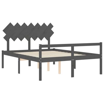 vidaXL Senior Bed without Mattress Grey King Size Solid Wood