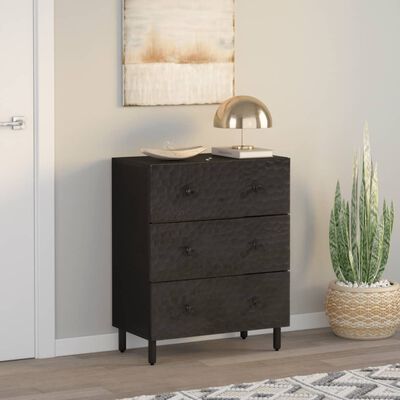 vidaXL Side Cabinet Black 60x33x75 cm Solid Wood Mango