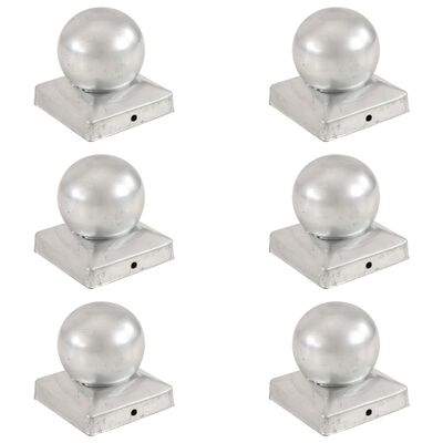 vidaXL Post Caps 6 pcs Globe Final Galvanised Metal 91x91 mm