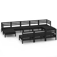 vidaXL 10 Piece Garden Lounge Set Black Solid Wood Pine