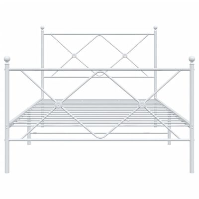 vidaXL Metal Bed Frame without Mattress with Footboard White 100x200 cm