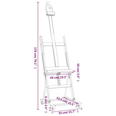 vidaXL Easel Stand 55x53.5x178 cm Solid Beech Wood