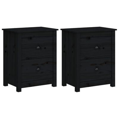 vidaXL Bedside Cabinets 2 pcs Black 50x35x61.5 cm Solid Wood Pine