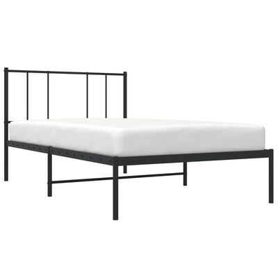 vidaXL Metal Bed Frame without Mattress with Headboard Black 100x200 cm