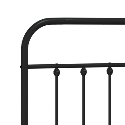 vidaXL Metal Bed Frame without Mattress with Headboard Black 140x190 cm