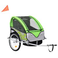 vidaXL 2-in-1 Bike Trailer & Stroller Green and Grey