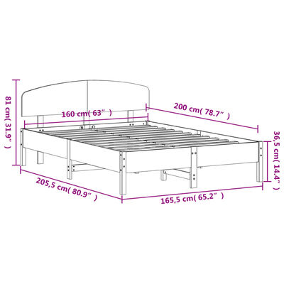 vidaXL Bed Frame without Mattress White 160x200 cm Solid Wood Pine