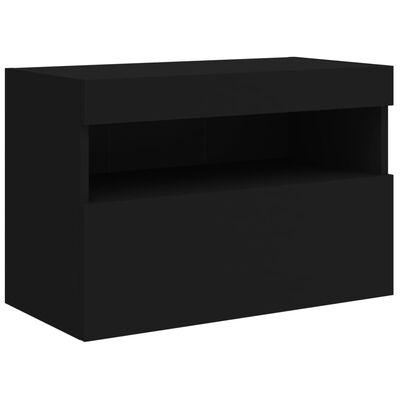 vidaXL TV Wall Cabinet with LED Lights Black 60x30x40 cm