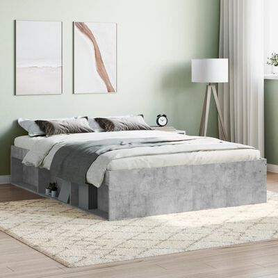 vidaXL Bed Frame without Mattress Concrete Grey 135x190 cm Double