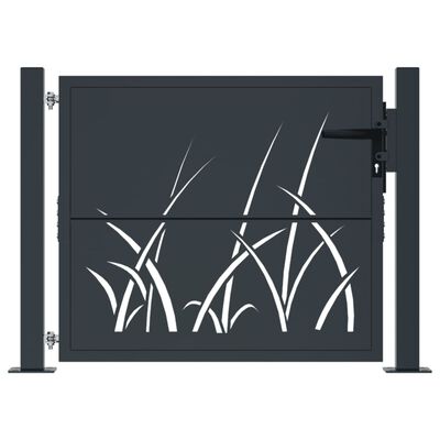 vidaXL Garden Gate Anthracite 105x105 cm Steel Grass Design