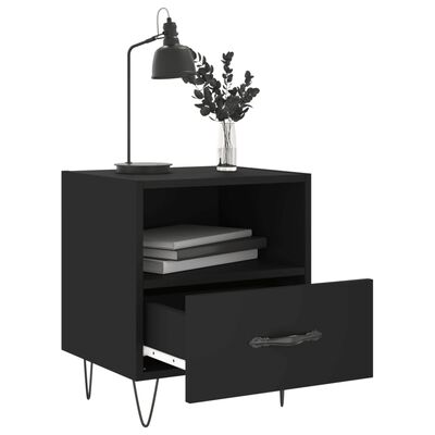 vidaXL Bedside Cabinet Black 40x35x47.5 cm Engineered Wood