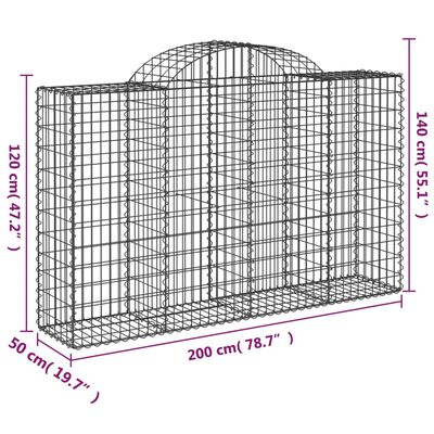 vidaXL Arched Gabion Basket 200x50x120/140 cm Galvanised Iron