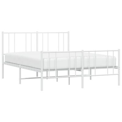 vidaXL Metal Bed Frame without Mattress with Footboard White 120x190 cm Small Double