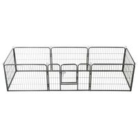 vidaXL Dog Playpen 8 Panels Steel 80x60 cm Black