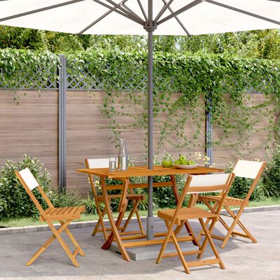 vidaXL Folding Garden Chairs 4 pcs Cream White Fabric and Solid Wood