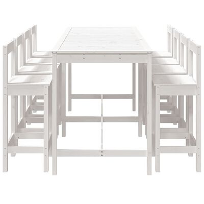 vidaXL 9 Piece Garden Bar Set White Solid Wood Pine