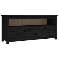 vidaXL TV Cabinet Black 114x35x52 cm Solid Wood Pine