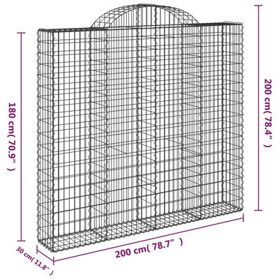 vidaXL Arched Gabion Baskets 14 pcs 200x30x180/200 cm Galvanised Iron