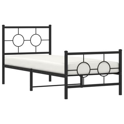 vidaXL Metal Bed Frame without Mattress with Footboard Black 75x190 cm Small Single