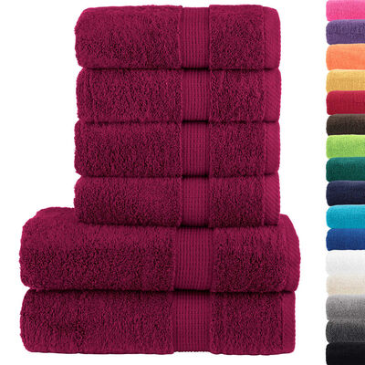 vidaXL 6 Piece Premium Towel Set SOLUND Bordeaux 600 gsm