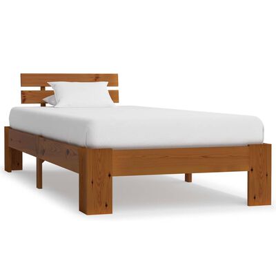 vidaXL Bed Frame without Mattress Honey Brown Solid Pine Wood 90x200 cm