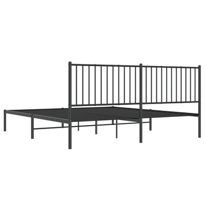 vidaXL Metal Bed Frame without Mattress with Headboard Black 183x213 cm