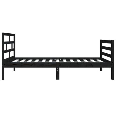 vidaXL Bed Frame without Mattress Black 75x190 cm Small Single Solid Wood