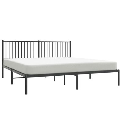 vidaXL Metal Bed Frame without Mattress with Headboard Black 183x213 cm