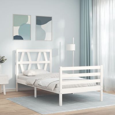 vidaXL Bed Frame without Mattress White 90x200 cm Solid Wood