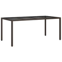 vidaXL Garden Table Brown 190x90x75 cm Tempered Glass and Poly Rattan