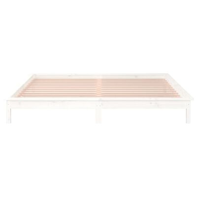 vidaXL LED Bed Frame without Mattress White 135x190 cm Double Solid Wood