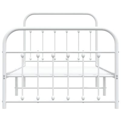 vidaXL Metal Bed Frame without Mattress with Footboard White 100x190 cm