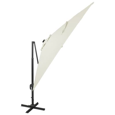 vidaXL Cantilever Garden Parasol with Pole and LED Lights Sand 300 cm