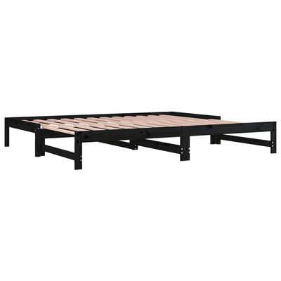 vidaXL Pull-out Day Bed without Mattress Black 2x(90x200) cm