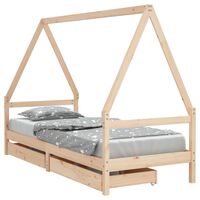 vidaXL Kids Bed Frame with Drawers 80x200 cm Solid Wood Pine