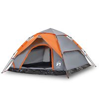 vidaXL Camping Tent Dome 5-Person Grey and Orange Quick Release