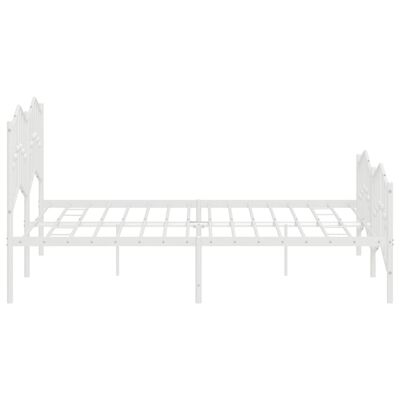 vidaXL Metal Bed Frame without Mattress with Footboard White 183x213 cm