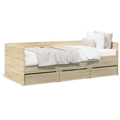 vidaXL Daybed with Drawers without Mattress Sonoma Oak 75x190 cm Small Single