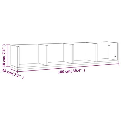 vidaXL CD Wall Shelf Brown Oak 100x18x18 cm Engineered Wood